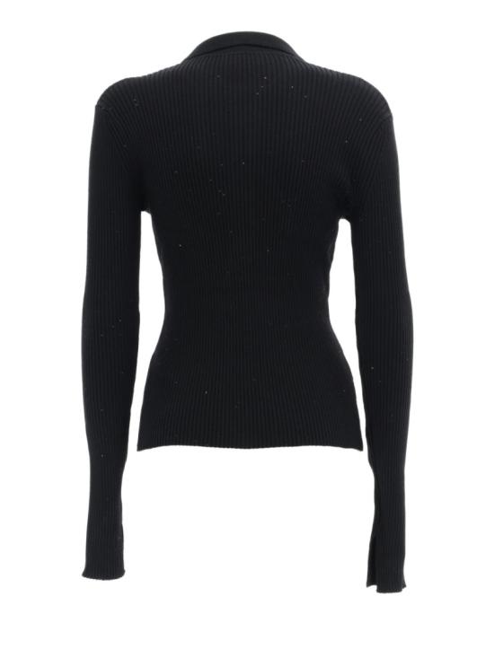 26SS 가니 파인 시퀸 니트 폴로셔츠 A1070085 099 Black - GANNI