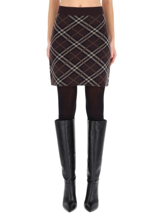  버버리 체크 울 캐시미어 스커트 8114203 B2412 Brown - BURBERRY