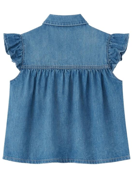 26SS 가니 데님 러플 탑 A1040047 091 Blue - GANNI