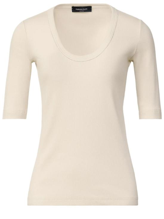 26SS 파비아나 필리피 반팔 저지 티셔츠 JED266F603 L8960145 Neutrals