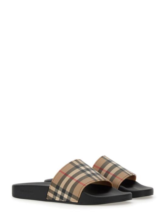  버버리 체크 프린트 슬라이드 8057037 A7028 Black - BURBERRY