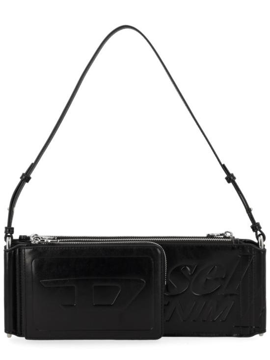 26SS 디젤 플래그-D 모듈러 로고 엠보스드 숄더백 X10713 P8822T8013 Black - DIESEL