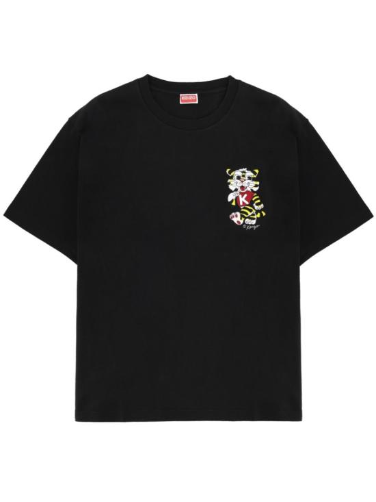 26SS 겐조 Wild Tiger 자수 오버사이즈 티셔츠 FG55TS4044SY 99J Black