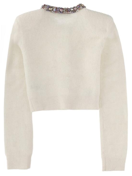 25FW 셀프 포트레이트 엠벨리시드 트림 가디건 AW25 135C C CREAM White - SELF PORTRAIT