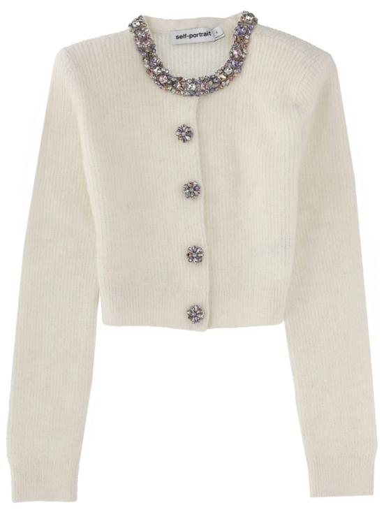 25FW 셀프 포트레이트 엠벨리시드 트림 가디건 AW25 135C C CREAM White