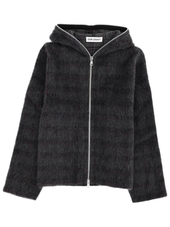 26SS 아워레가시 퍼지 플럼 체크 헤어리 울 풀 집 후드 M2266FF FUZZEDPLUMCHECKHAIRYWOOL Black