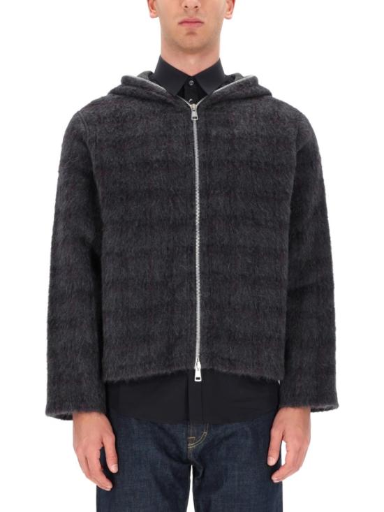 26SS 아워레가시 퍼지 플럼 체크 헤어리 울 풀 집 후드 M2266FF FUZZEDPLUMCHECKHAIRYWOOL Black - OUR LEGACY