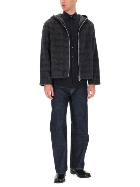 26SS 아워레가시 퍼지 플럼 체크 헤어리 울 풀 집 후드 M2266FF FUZZEDPLUMCHECKHAIRYWOOL Black - OUR LEGACY