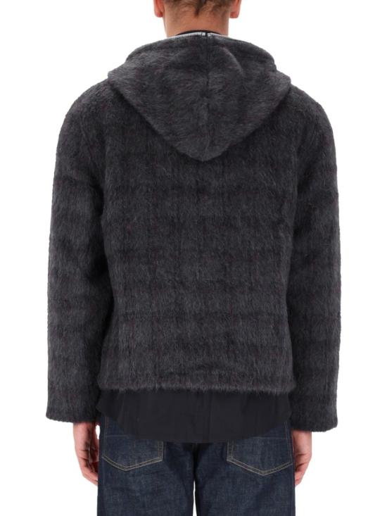 26SS 아워레가시 퍼지 플럼 체크 헤어리 울 풀 집 후드 M2266FF FUZZEDPLUMCHECKHAIRYWOOL Black - OUR LEGACY