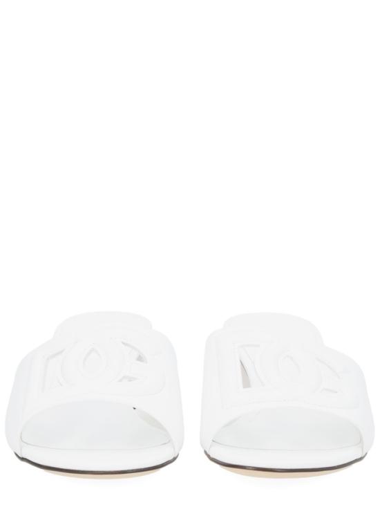 26SS 돌체앤가바나 DG 로고 카프스킨 슬라이더 CR1755 AY32980001 White - DOLCE & GABBANA