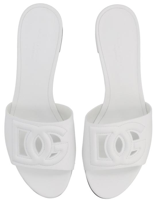 26SS 돌체앤가바나 DG 로고 카프스킨 슬라이더 CR1755 AY32980001 White - DOLCE & GABBANA