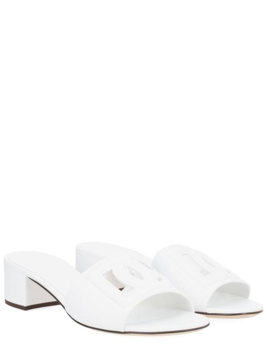 26SS 돌체앤가바나 DG 로고 카프스킨 슬라이더 CR1755 AY32980001 White - DOLCE & GABBANA