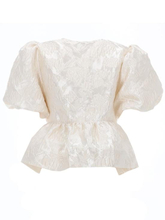 26SS 가니 새틴 페플럼 타이 블라우스 A1040079 135 White - GANNI