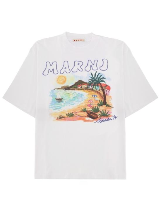 26SS 마르니 반팔 티셔츠 HUMU02234P USCZ06PRW01 White