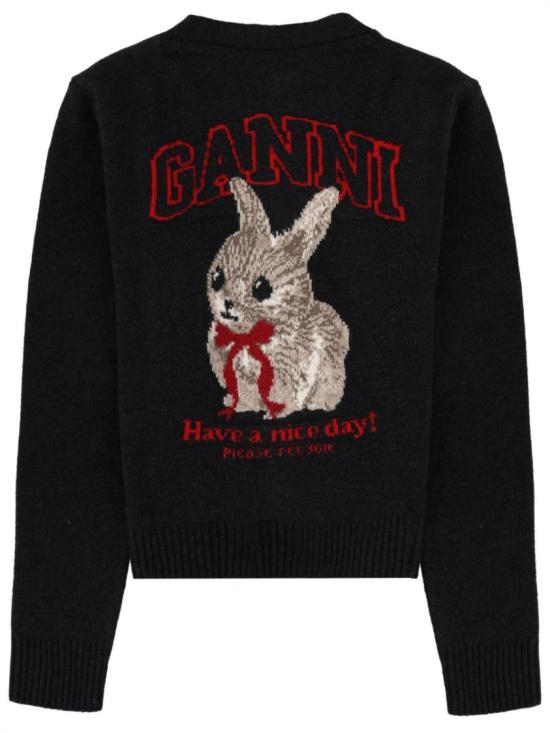 26SS 가니 그래픽 울 가디건 A1070090 252 Black - GANNI