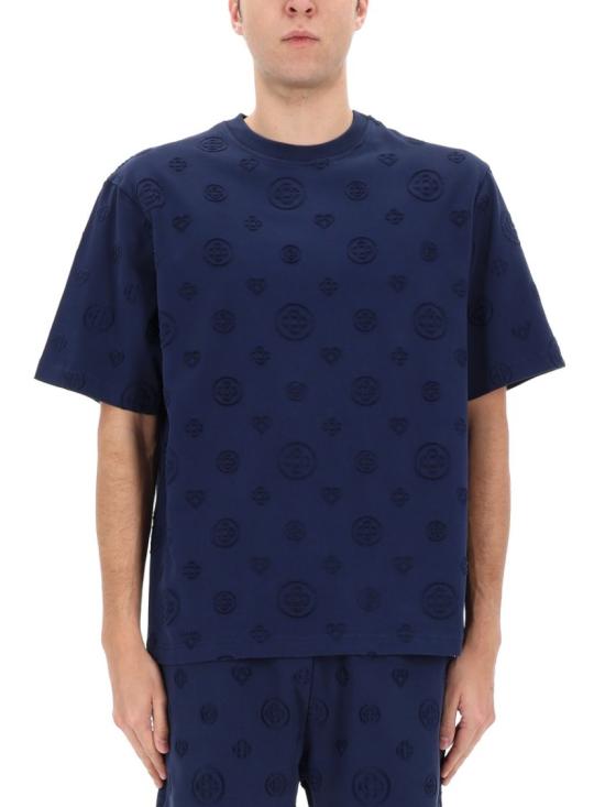 26SS 카사블랑카 반팔 티셔츠 M SP26 JTS 044 03APPLIQUEMONOGRAM Blue - CASABLANCA