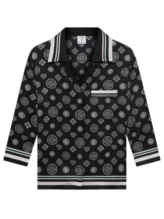25FW 카사블랑카 폴로 티셔츠 W AW25 SH 212 01MONOGRAM Black