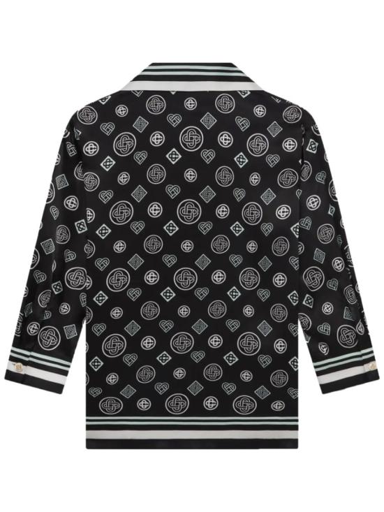 25FW 카사블랑카 폴로 티셔츠 W AW25 SH 212 01MONOGRAM Black - CASABLANCA