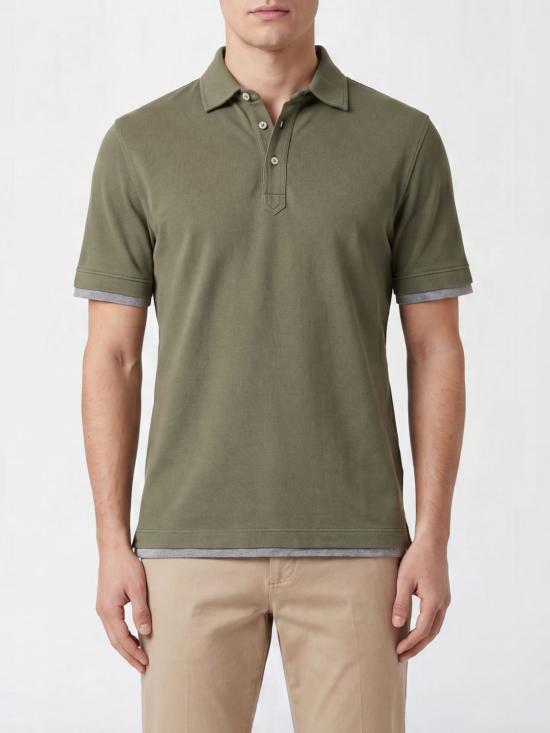 26SS 브루넬로 쿠치넬리 폴로 티셔츠 ME8543966 CNX37 Green