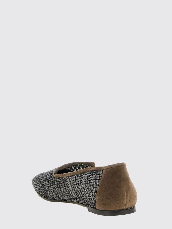 26SS 브루넬로 쿠치넬리 스웨이드 프레셔스 네트 자수 플랫 슈즈 MZSFC3172 C8769 Brown - BRUNELLO CUCINELLI