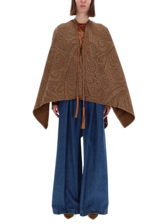 25FW 에트로 울 캐시미어 자카드 케이프 WRBD0012 99TJB37S9820 Brown