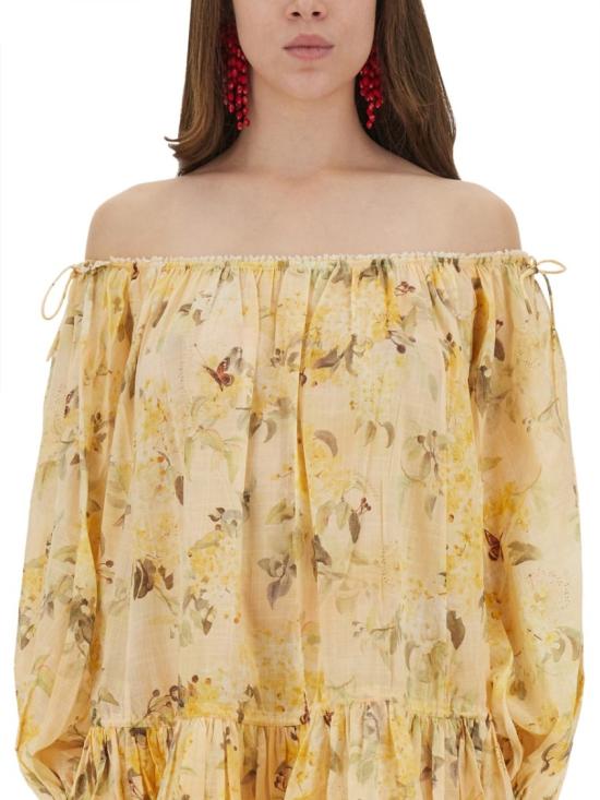 25FW 짐머만 미디 원피스 3214DSS255 YLWBOTFLO Neutrals - ZIMMERMANN