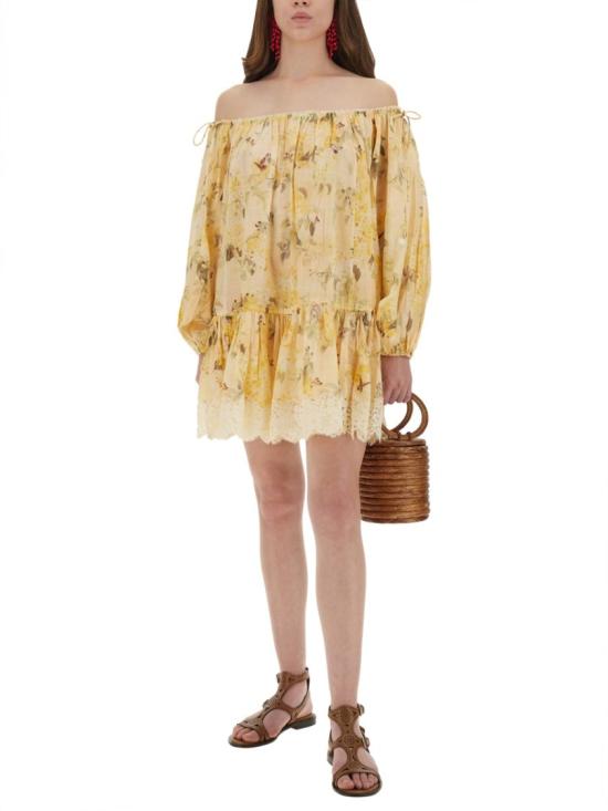 25FW 짐머만 미디 원피스 3214DSS255 YLWBOTFLO Neutrals - ZIMMERMANN