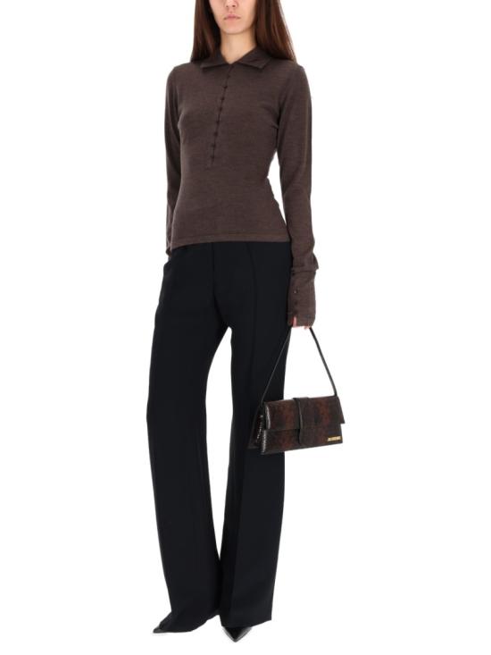 25FW 자크뮈스 메리노 롱 슬리브 폴로 셔츠 POW00806AK0 0145880 Black - JACQUEMUS