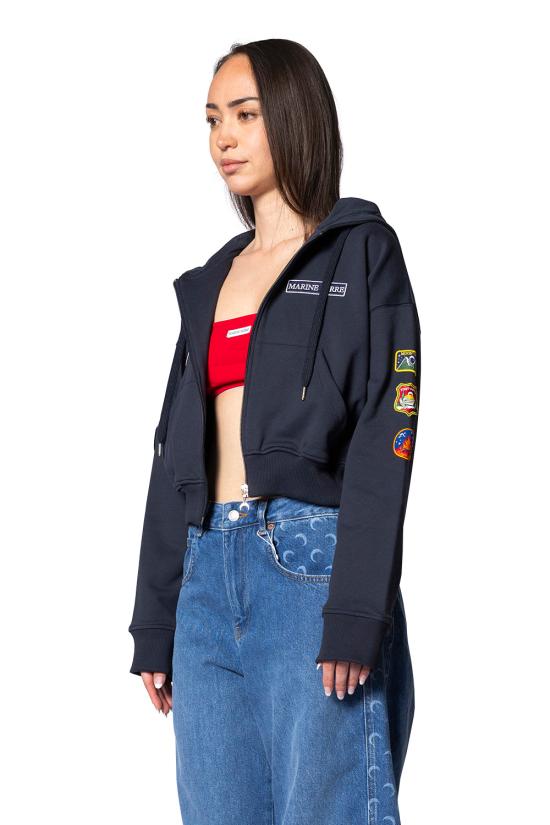 26SS 마린세르 후드 티셔츠 WST019ACJER0116 BL81 GRAPHITE BLUE DOM - MARINE SERRE