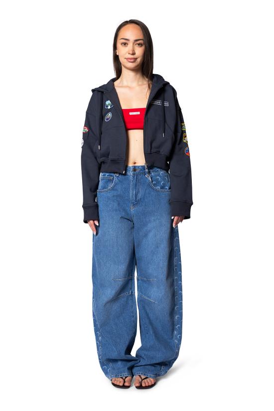 26SS 마린세르 후드 티셔츠 WST019ACJER0116 BL81 GRAPHITE BLUE DOM - MARINE SERRE