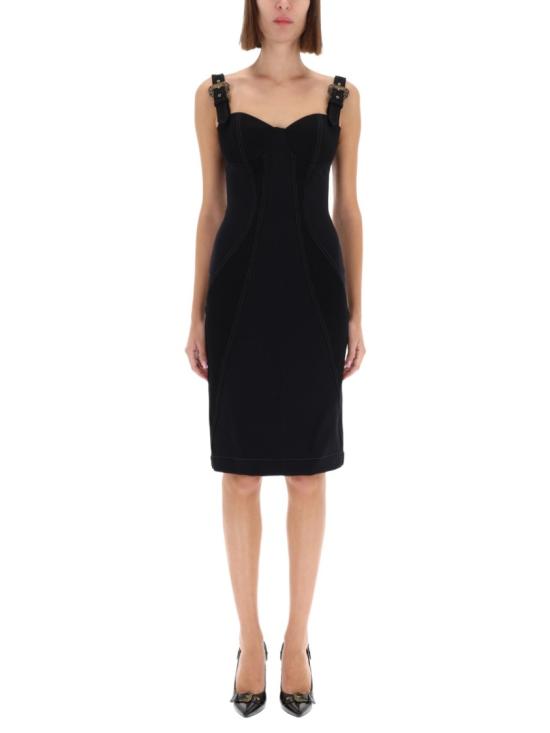 25FW 베르사체 미디 원피스 79HAO94M DT037909 Black