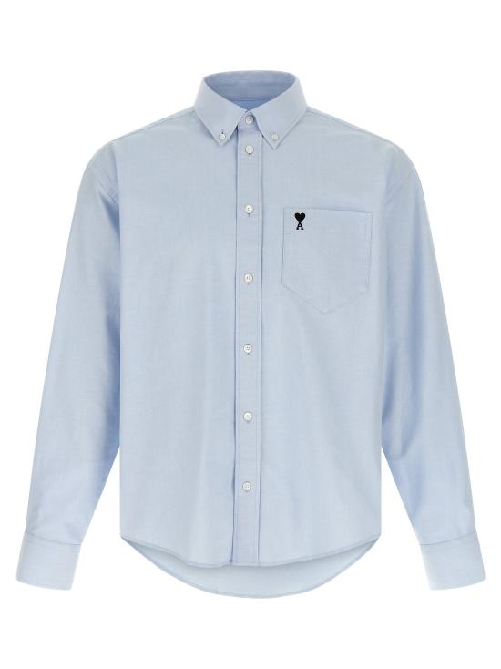 26SS 아미 스몰 하트 로고 박시 자수 셔츠 HSH822 CO0031 450 SKY BLUE DOM