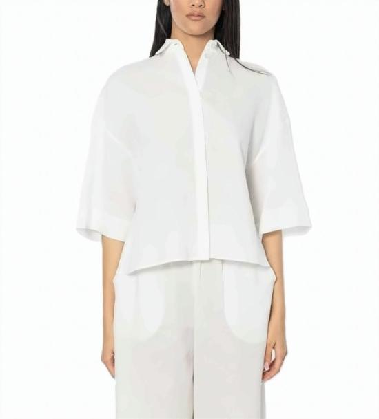 26SS 막스마라 리토 린넨 크롭 반소매 셔츠 2616111038600010 White