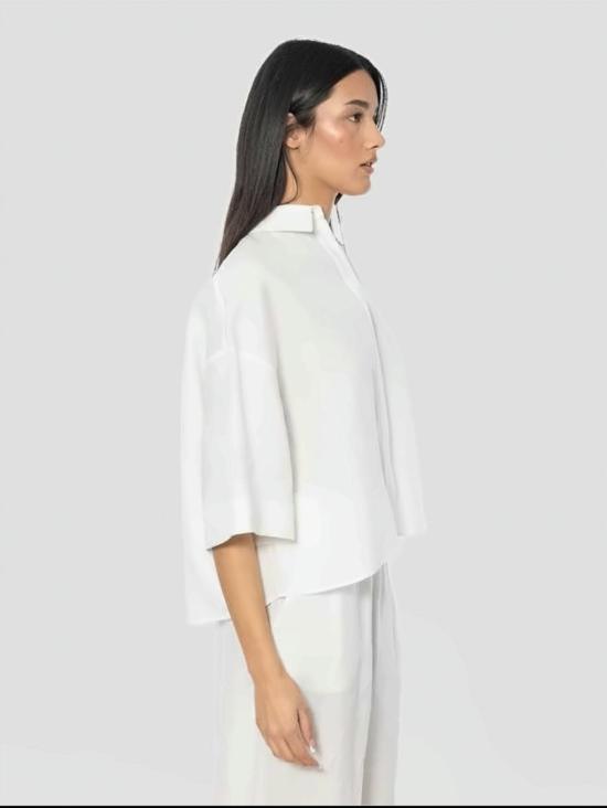 26SS 막스마라 리토 린넨 크롭 반소매 셔츠 2616111038600010 White - MAX MARA