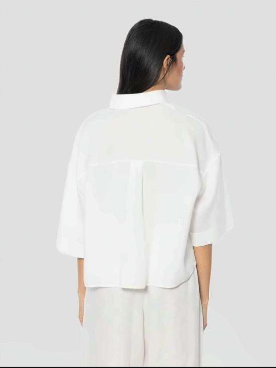 26SS 막스마라 리토 린넨 크롭 반소매 셔츠 2616111038600010 White - MAX MARA