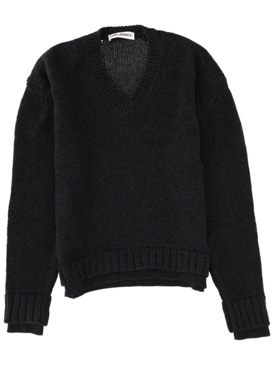 25FW 아워레가시 폴스 브이넥 M4253FC CHARCOALLOWTWISTMERINO Black