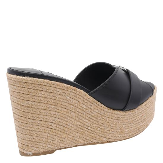 26FW 지미추 뮬/슬리퍼 LEDA WEDGE 100 FDZBLACK SILVER Black - JIMMY CHOO