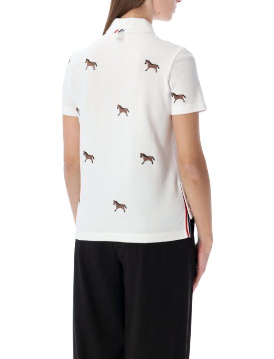 26SS 톰브라운 루나 뉴 이어 피케 홀스 엠브로이더리 폴로 FJP126E00050100 White - THOM BROWNE