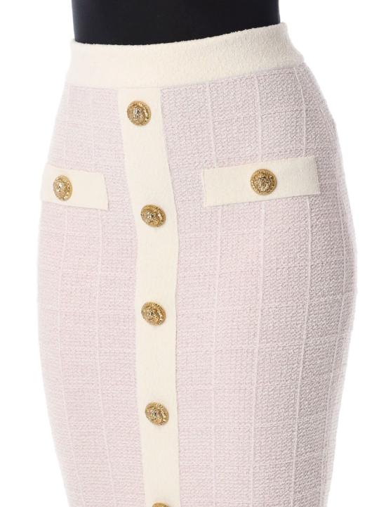26SS 발망 롱 스커트 GF1LD024KJ48OIB Pink - BALMAIN