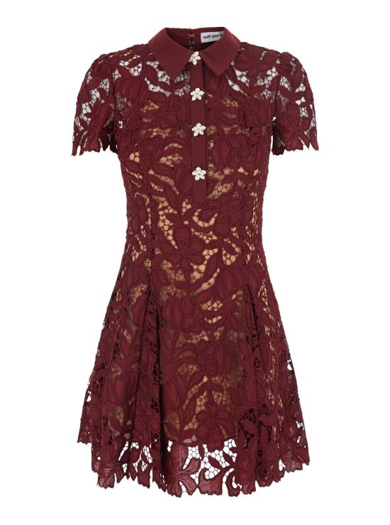 26FW 셀프 포트레이트 미디 원피스 PF26111SABUBURGUNDY Bordeaux