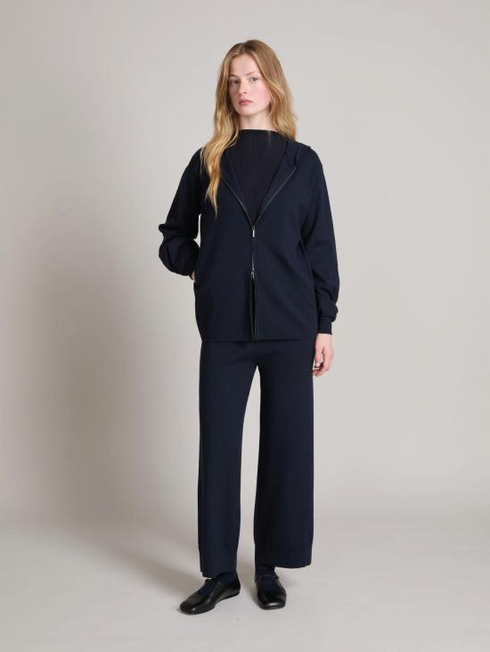 26FW 막스마라 긴팔 티셔츠 비스코사 블루 펠파 콘 집 에 카푸치오 - MAX MARA