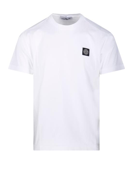 26FW 스톤 아일랜드 60/2 컴퍼스 패치 코튼 저지 슬림 핏 티셔츠 S152100027 S0013 V0001 WHITE