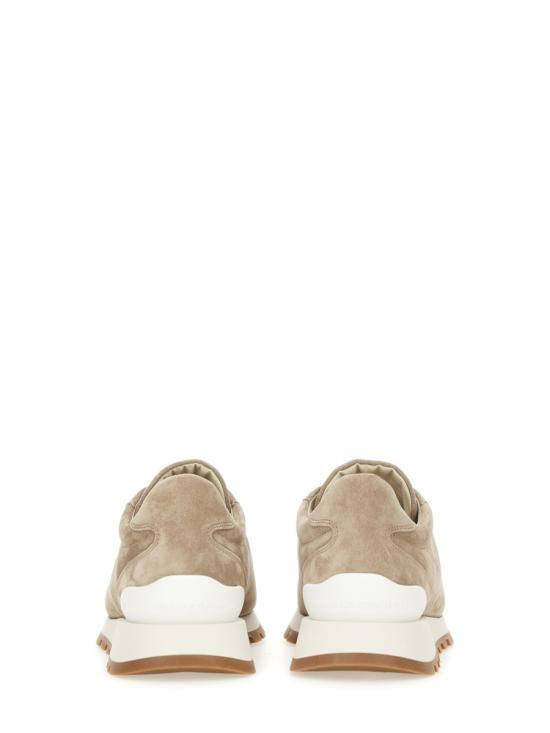 26FW 브루넬로 쿠치넬리 샤이니 탭 디테일 스웨이드 러닝 스니커즈 MZSFG2110 C5859 BEIGE - BRUNELLO CUCINELLI