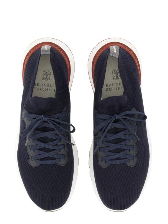 26FW 브루넬로 쿠치넬리 코튼 니트 세미 폴리쉬드 카프스킨 러너 MZUPMBO252 CP307 BLUE - BRUNELLO CUCINELLI
