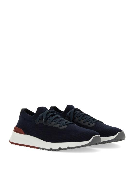26FW 브루넬로 쿠치넬리 코튼 니트 세미 폴리쉬드 카프스킨 러너 MZUPMBO252 CP307 BLUE - BRUNELLO CUCINELLI