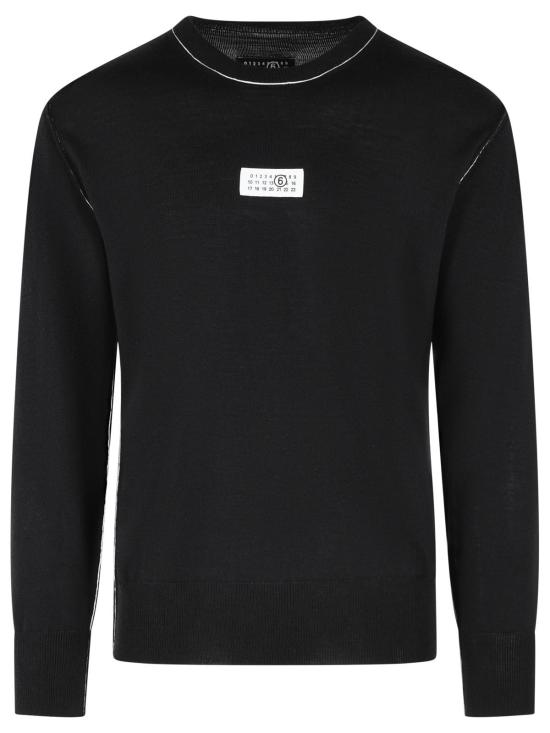 26FW MM6 메종마르지엘라 콘트라스트 스티치 뉴메릭 울 점퍼 SH0HL0017 M13037900 Black