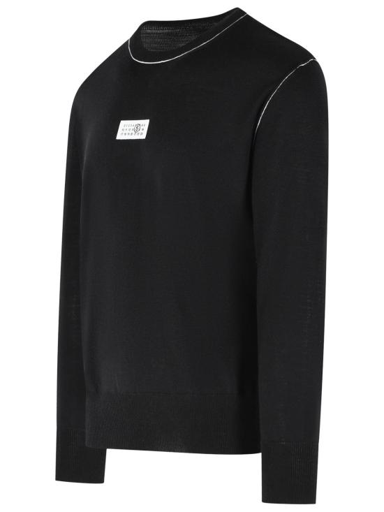 26FW MM6 메종마르지엘라 콘트라스트 스티치 뉴메릭 울 점퍼 SH0HL0017 M13037900 Black - MM6 MAISON MARGIELA