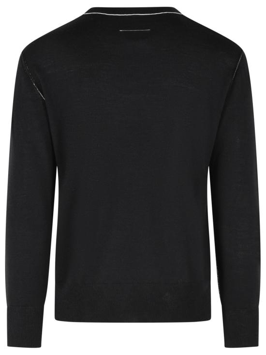26FW MM6 메종마르지엘라 콘트라스트 스티치 뉴메릭 울 점퍼 SH0HL0017 M13037900 Black - MM6 MAISON MARGIELA