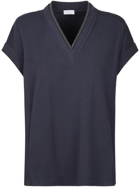 26SS 브루넬로 쿠치넬리 반팔 티셔츠 M0T18BD222C4224 Blue