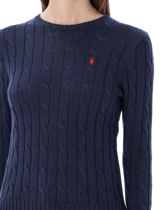 26SS 폴로 랄프로렌 포니 로고 피마코튼 케이블 니트 스웨터 211971869008 Blue - POLO RALPH LAUREN